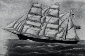 Jakten «Haab», eid av los Markussen omkring 1900.