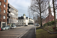 Dronningens gate 2014, omtrent samme sted som til venstre. Fotograf: Bjørn Wisth
